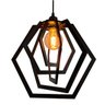 Luminária Pendente Madeira Caroá Hexágono Teto Sala Quarto Cozinha Balcão Preto - 1