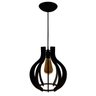 Luminária Lustre Pendente Madeira Caroá Pequim G Teto Mesa Sala Ilha Cozinha Balcão Preto - 2