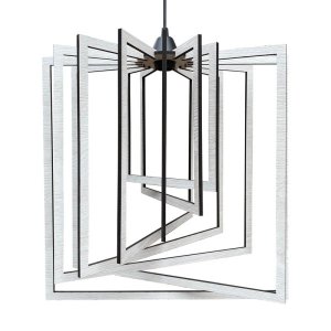 Luminária Lustre Pendente Caroá Quadrado G Teto Sala Cozinha Mesa Jantar Moderno Branco