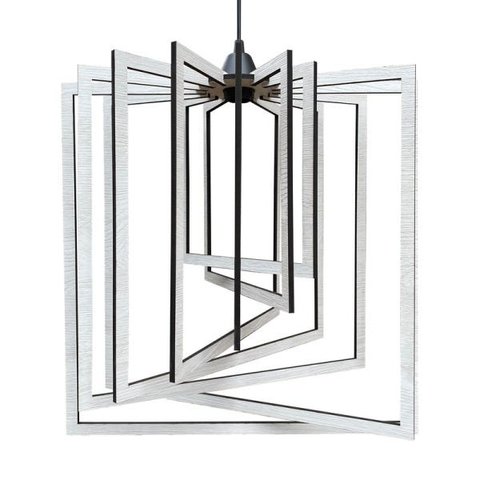 Luminária Lustre Pendente Caroá Quadrado G Teto Sala Cozinha Mesa Jantar Moderno Branco