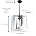 Ver imagem 3 de Luminária Lustre Pendente Caroá Quadrado G Teto Sala Cozinha Mesa Jantar Moderno Branco