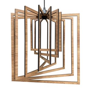 Luminária Lustre Pendente Caroá Quadrado G Teto Sala Cozinha Mesa Jantar Moderno Marrom