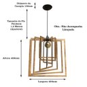 Ver imagem 3 de Luminária Lustre Pendente Caroá Quadrado G Teto Sala Cozinha Mesa Jantar Moderno Marrom