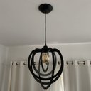 Ver imagem 2 de Luminária Pendente Madeira Caroá Circulo Teto Sala Quarto Cozinha Balcão Preto