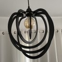 Ver imagem 4 de Luminária Pendente Madeira Caroá Circulo Teto Sala Quarto Cozinha Balcão Preto