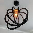 Ver imagem 3 de Luminária Pendente Madeira Caroá Circulo Teto Sala Quarto Cozinha Balcão Preto