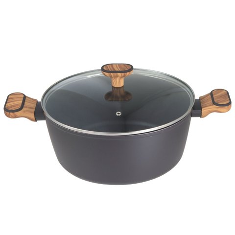 Caçarola com Tampa Preto/madeira 6,1l - Bergner