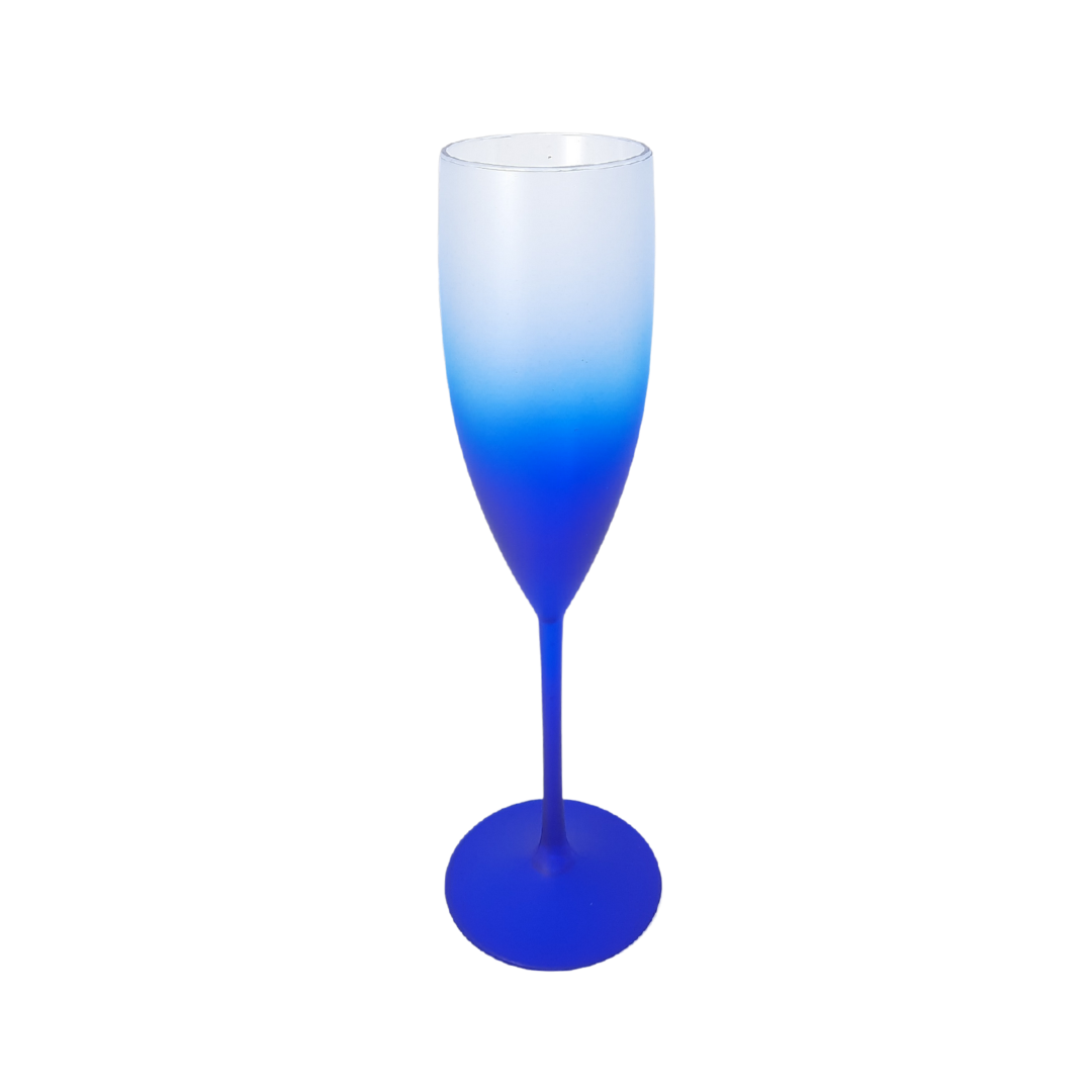 7 Taças De Champanhe Acrílico Degrade 160 ML: Azul Royal