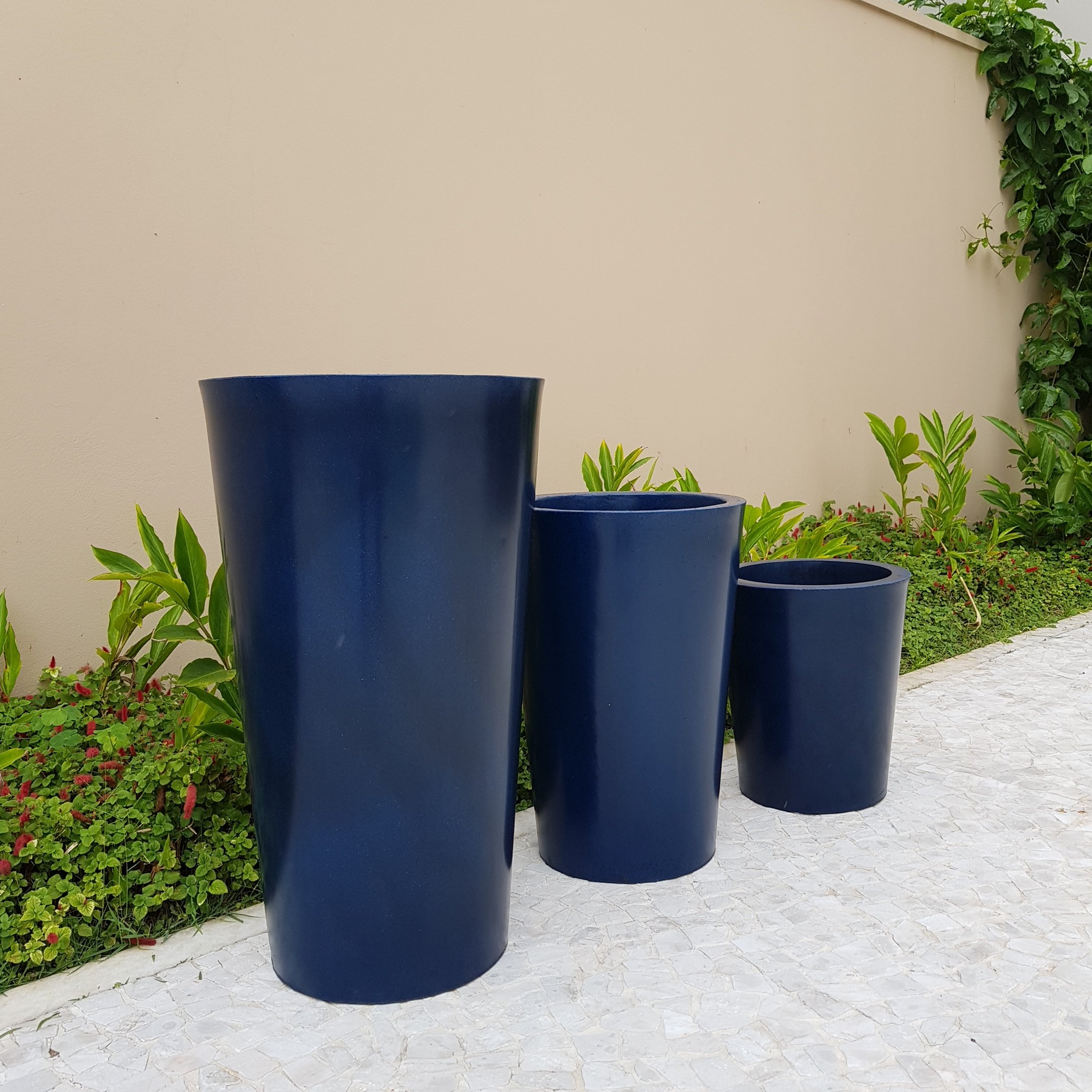 Vaso Redondo Planta Polietileno Decorativo 59x40cm Azul - 3