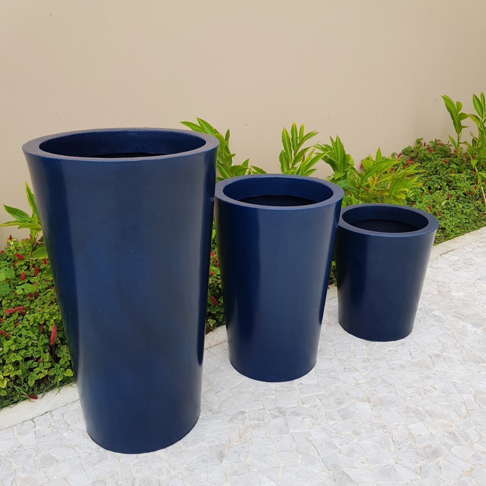 Vaso para Plantas Redondo em Polietileno 43x36cm Azul - 4