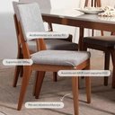 Ver imagem 2 de Kit com 8 Cadeiras de Madeira Maciça Estofada Ella - Natural C/ Linho Mescla Cinza