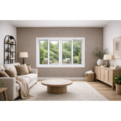 Janela de Correr 4 Folhas Alumínio Branco 120x200 Linha 25 Jade
