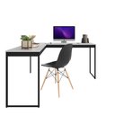 Ver imagem 5 de Escrivaninha Mesa em L 150x150cm Madeira Móveis Industrial Magno Branco com Preto