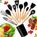 Ver imagem 4 de Kit Utensílios Cozinha Silicone Colher Copo Suporte 12 Peças