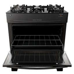 Fogão 5 Bocas Mônaco Top Glass Atlas - Mesa de Vidro - Mega Chama - Bivolt - Forno 86,5 L - Preto - 6