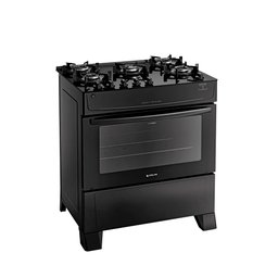 Fogão 5 Bocas Mônaco Top Glass Atlas - Mesa de Vidro - Mega Chama - Bivolt - Forno 86,5 L - Preto - 3