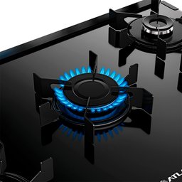 Fogão 5 Bocas Mônaco Top Glass Atlas - Mesa de Vidro - Mega Chama - Bivolt - Forno 86,5 L - Preto - 5