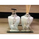 Ver imagem 1 de Kit Lavabo 3 Peças Aromatizador Porta Sabonete Espelho Prata