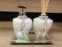 Ver imagem 1 de Kit Lavabo 3 Peças Aromatizador Porta Sabonete Espelho Prata