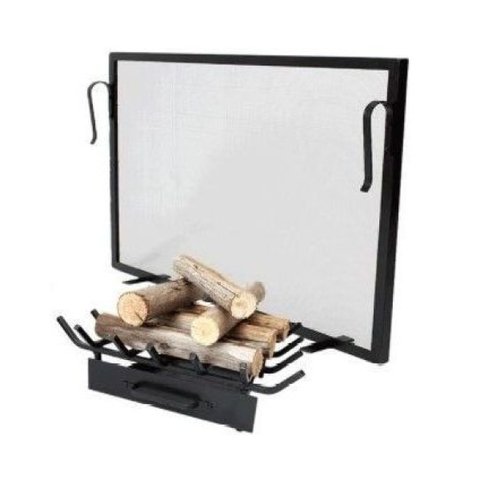 Kit Duo para Lareira Tela de Protecao 80x60 e Grelha Media