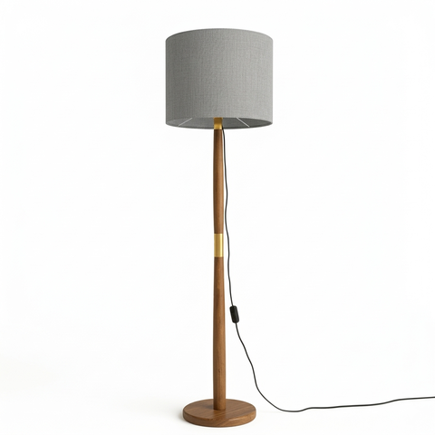 Luminária de Chão Imperial Base Madeira Detalhe Dourado 160cm Bivolt - Gelo