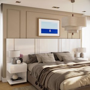 Cabeceira Sleep Movelove para Cama Casal/queen/king com 2 Criados Branco