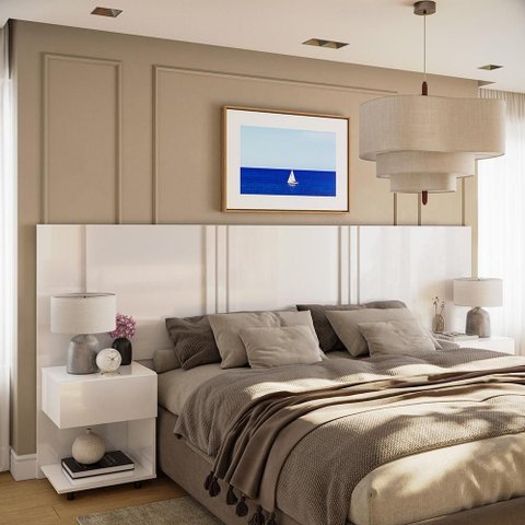 Cabeceira Sleep Movelove para Cama Casal/queen/king com 2 Criados Branco