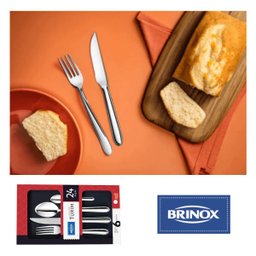 Faqueiro Jogo de Talheres Brinox Inox Turim 24 Pecas Compacto Colher Garfo Faca: Cinza - 2