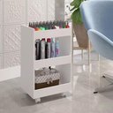 Ver imagem 3 de Carrinho Auxiliar Manicure Porta Esmaltes com Rodízio Branco
