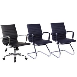 Conjunto com 1 Cadeira Diretor Giratória e 2 Cadeiras Executivas Base Fixa para Escritório - 1 Conjunto com 1 Cadeira Diretor Giratória e 2 Cadeiras Executivas Base Fixa para Escritório - 1