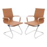 Conjunto com 2 Cadeiras Executivas Boston Base Fixa Esteirinha Caramelo - 1