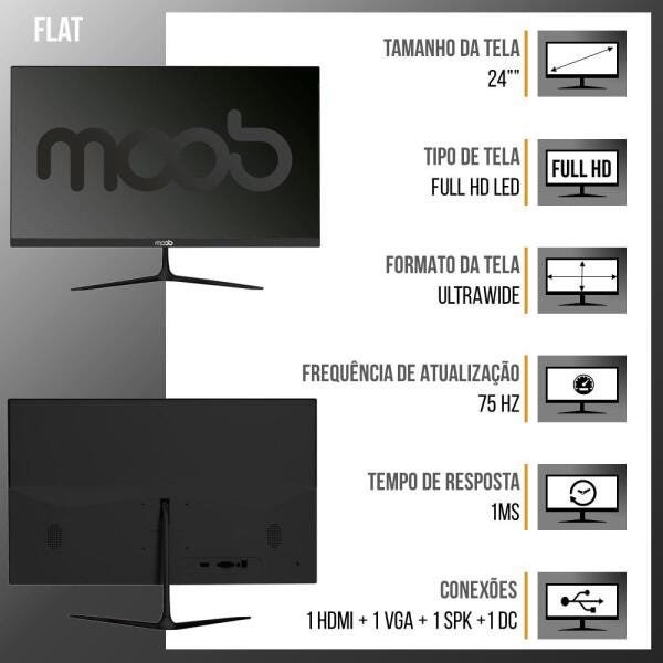 Monitor Gamer LED 24" 2Ms 60Hz Full Hd Widescreen Moob - 4