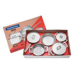 Jogo de Panelas Tramontina Brava em Aço Inox Fundo Triplo com Tampa Plana 5 Peças Tramontina - 14