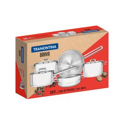 Jogo de Panelas Tramontina Brava em Aço Inox Fundo Triplo com Tampa Plana 5 Peças Tramontina - 9