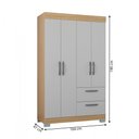 Ver imagem 4 de Guarda-roupa Solteiro Tóquio 4 Portas 2 Gavetas Damasco/off White - Poquema