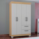 Ver imagem 1 de Guarda-roupa Solteiro Tóquio 4 Portas 2 Gavetas Damasco/off White - Poquema