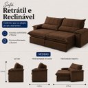 Ver imagem 3 de Sofá Genova Retrátil e Reclinável 280cm - Marrom