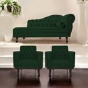 Ver imagem 3 de Kit Diva Recamier Juliana 185cm Lado Esquerdo e 02 Poltronas Classic Suede Verde - Amarena Móveis