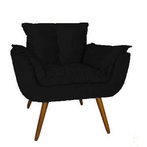 Poltrona Decorativa Opala Suede Preta