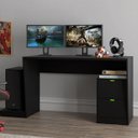 Ver imagem 1 de Mesa Gamer Infinity para 2 Monitores com 2 Gavetas Preto - Pnr Móveis