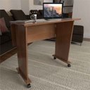 Ver imagem 1 de Mesa Escrivaninha Dobrável com Rodízio Amendoa Wood - Pnr Móveis