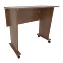 Ver imagem 3 de Mesa Escrivaninha Dobrável com Rodízio Amendoa Wood - Pnr Móveis