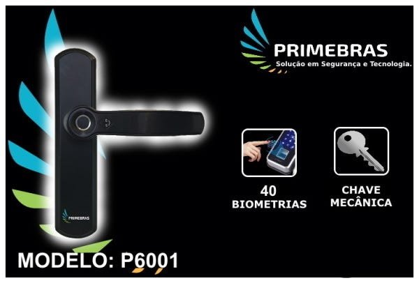 FECHADURA DIGITAL BIOMÉTRICA ELETRÔNICA PRIMEBRAS P6001 + CHAVE - PRETA - 2
