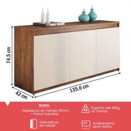 Balcão Buffet 3 Portas Camaro Cedro/Off-White - 2