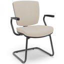 Ver imagem 1 de Cadeira de Escritório Fixa Executiva Office Preto Slim Baixa Flexi P03 Vinil Bege - Lyam