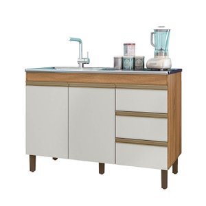 Balcão Karen 119 Cm 2pts e 3 Gvts sem Tampo Nature/off White - Peternella