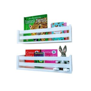 estande de livro infantil livreiro organizador de parede nicho mdf branco porta brinquedos kit 2 un