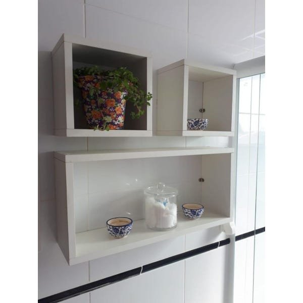 Nicho Cubo Branco Kit Com 3 Peças 100% Mdf 15mm - 7