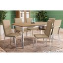 Ver imagem 1 de Mesa de Sala Jantar Reno C/ Tampo Madeira 160cm + 6 Cadeiras Amsterdã Cromada - Assento Capuccino