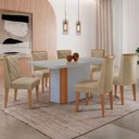 Ver imagem 1 de Mesa Jantar Isadora 180cm 6 Cadeiras Isadora Moderna Mobília Turim 07/off White/naturale
